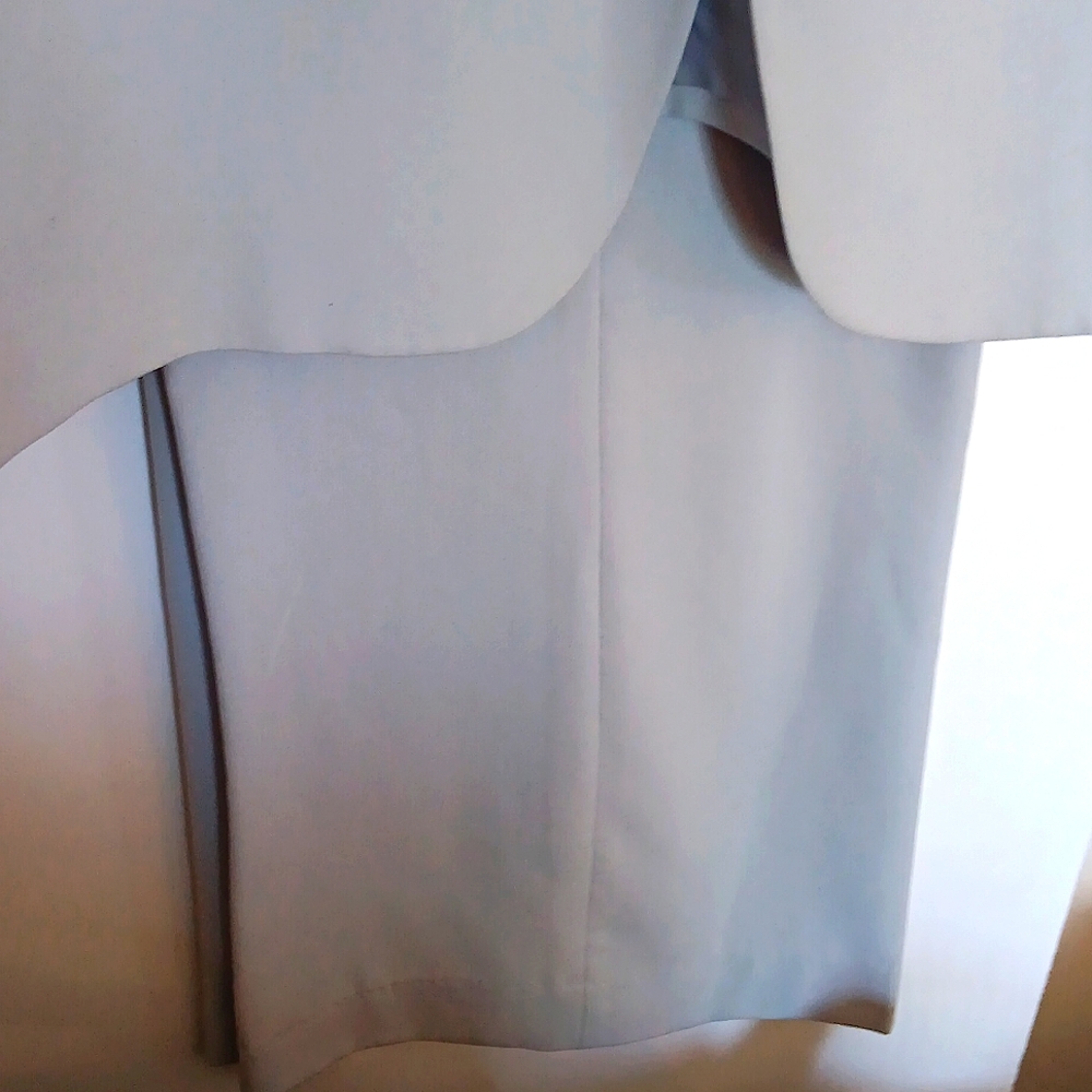 Two-piece Pantsuit, One Satin Button, Brocade Long Collar, size18